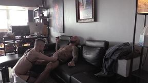 jason collins smoking a cigar while his submissive serves him!