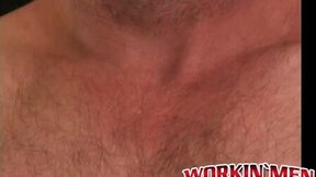 Mature lad with bushy chest & belly pulls his hard cock