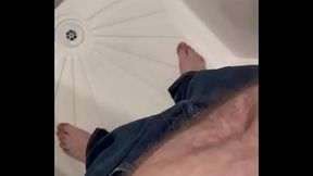 Pissing in jeans in the shower