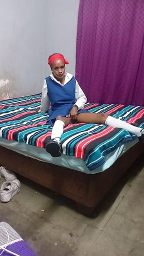 Black 18 Year Old *** Sucks Johnny's Cock in School Uniform