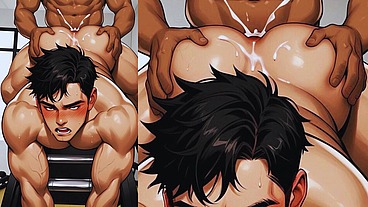 Friends have an insane orgy in the gym. Lots of anal sex on top of the equipment.