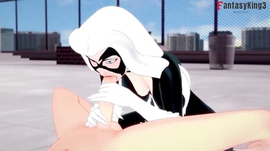 POV anime clip of a black cat girl showing off her big ass in a homemade-style animation