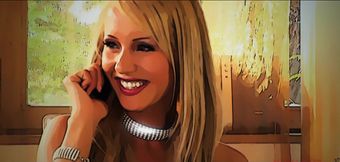 All Blonde Threesome Finishes with Cum Swapping Kisses