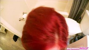 thick horny redhead milf caught me jerking off to her in the shower - andi james johnny love