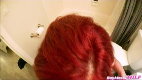 thick horny redhead milf caught me jerking off to her in the shower - andi james johnny love