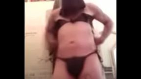 Black leather  Bikini striptease