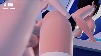 【FUTA】Futanari Hayase Yuuka On Duty Blue Archive Deepthroat Sex from Behind