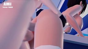 【FUTA】Futanari Hayase Yuuka On Duty Blue Archive Deepthroat Sex from Behind