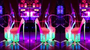 Hot high heels on a counter in a nightclub with messy cumshots on legs, feet and heels  AI-generated