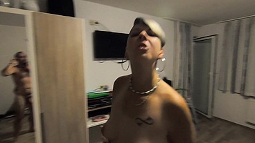 Bathroom session with peeing and cum