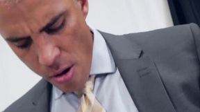 Executive stud disciplines co-worker with huge dick banging