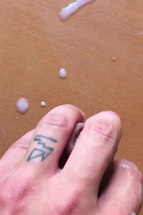 Quick Cum and Rubbing Balls on Friends Table at College Dorm