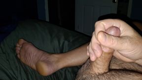 Stoking my cock slowly and cumming hard before I get up in the morning