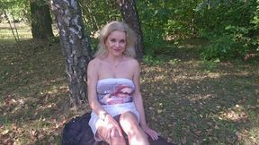 Blonde Cougar Masturbating in Public Park