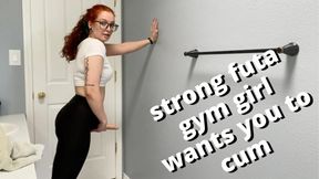 futa gym owner shows off her huge cock and super strong ass