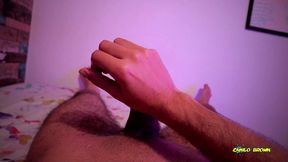 pov jerking my big uncut latino cock with oil until i peecum a big load in an intense ruined orgasm - camilo brown