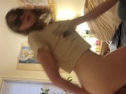 Sexy Trans girl sucks and fucks anal dildo and butt plug doggy style