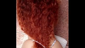 Curly Redhead PAWG in Silver Bikini Gets Her Tight Asshole Destroyed Raw by the Pool Doggystyle POV