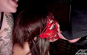 Blonde and redhead fuck big black cock