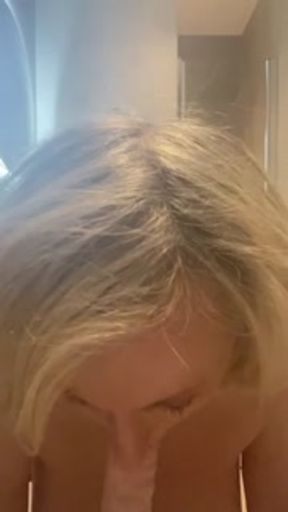 Red lipstick dildo blowjob