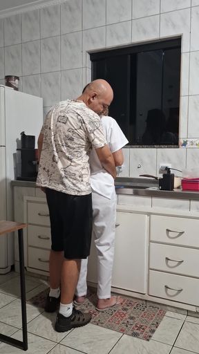 The maid got fucked in the ass in the kitchen while washing the dishes.   Clip 1