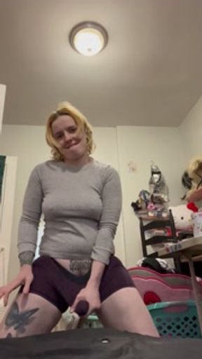 Jerking Off Strap On w/ Hidden Vibrator