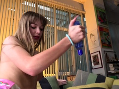 Lovely Amateur teen brunette masturbating outdoor