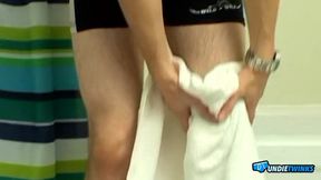 UndieTwinks: Bryce Corbin The UndieTwink Strips Showers And Blasts Load In Wet Briefs