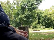Playing with dick while guy walks by and another guy drives by, nice sunny afternoon