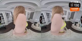 Busty ash-blonde likes stepfantasy solo masturbation