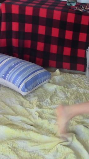 Amateur wife dances and tries on clothes that she cuts.   Clip 2