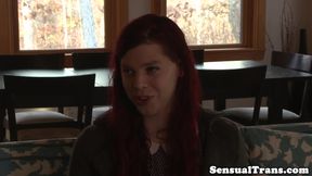 Redhead shemale rimmed by her lover