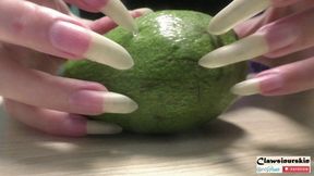 Clawing avocado with nails