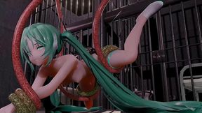 hatsune miku insect hentai vocaloid bondage doggy style creampie mmd 3d clear blue hair