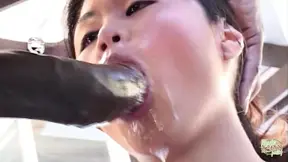 Asian babe takes BBC and gets covered in cum