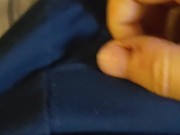 Needy leaky boy teases and rubs himself through panties until he squirts