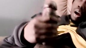 ”Straight black ghetto thug jerks off black cock & cum blasts solo”