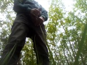 I masturbate my cock outside in the bushes and cum.
