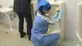 Japanese Babe's Steamy Toilet Blowjob - Bold and Untamed Fun!
