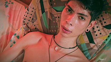 Skinny Twink Magic C Solo Spit Masturbation Precum And Cum Play