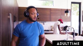 ADULT TIME - Huge Cock Pizza Dude Cocks Down Black Beauty Kira Noir Without Her Gamer bf Noticing!