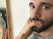 Hunk And Hairy Guy (Gonzo) Kneels And Slobbers On Stranger's Cock POV Style - Latin Leche