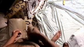 ”Skinny black gay guy butt bangs massive white dude from behind”