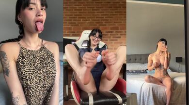 Badass tattooed girl in glasses fucks herself raw in POV