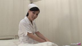 slim asian teen nurse seduce to deep creampie sex by patient at hospital in japan in uncensored porn