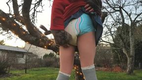 Naughty n' wet diapered Xmas decorations in public