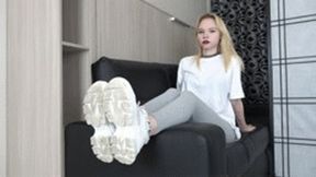 Amina - white sneakers and socks Full HD