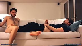 Feet play, foot massage and footjob among friends