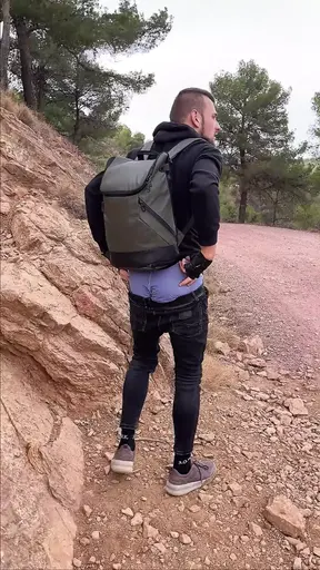 going down a small mountain, showing my little ass. But the dick is big and works like a charm