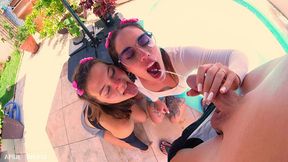 kinky mary gets wild in the pool: pee play, girl kissing, oral & wet threesome